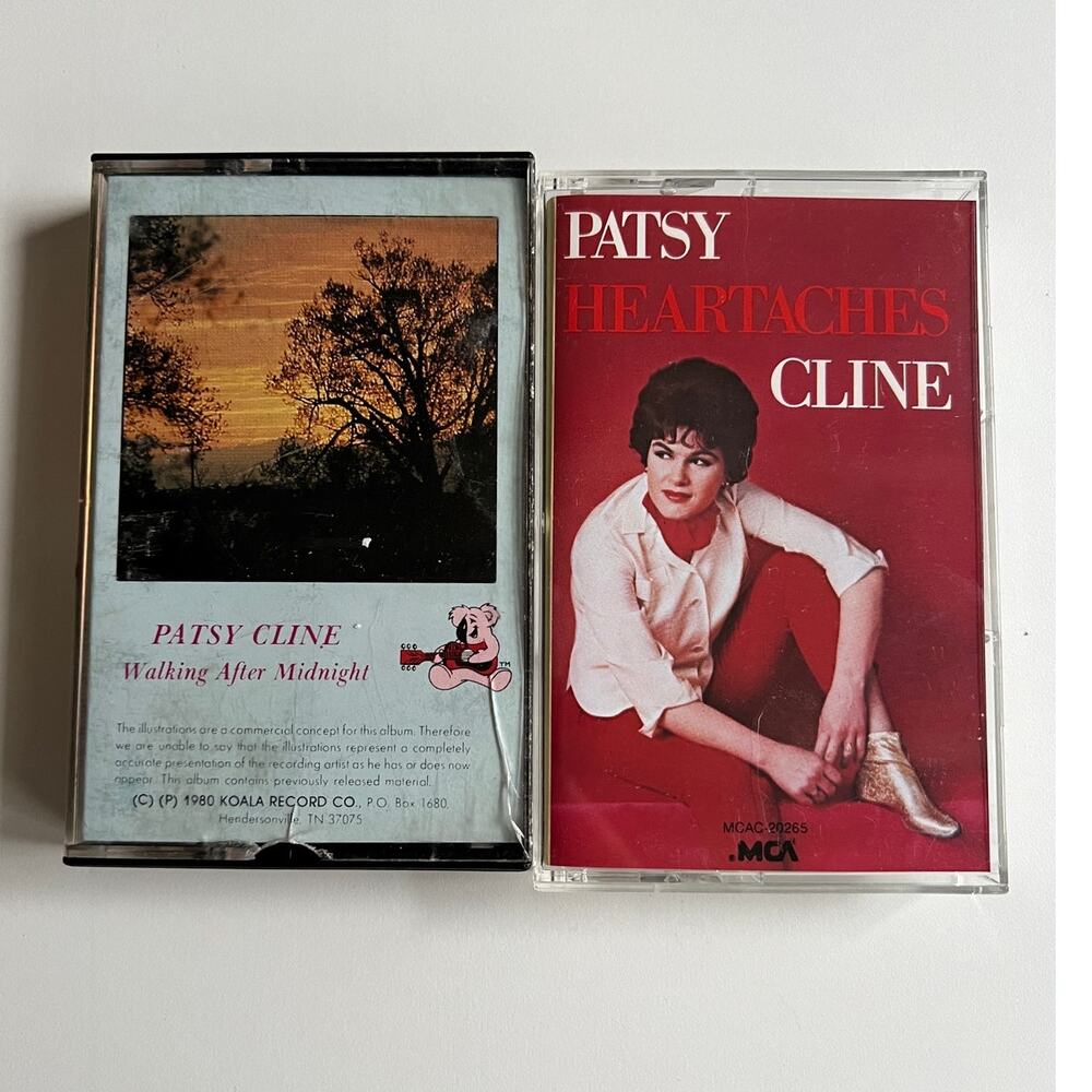 Patsy Cline Cassette Tapes Vintage, Heartaches, Walking After Midnigt